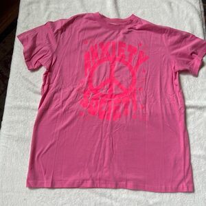 Pink Lily Pink Anxiety Society tee neon pink peace sign oversized women's small